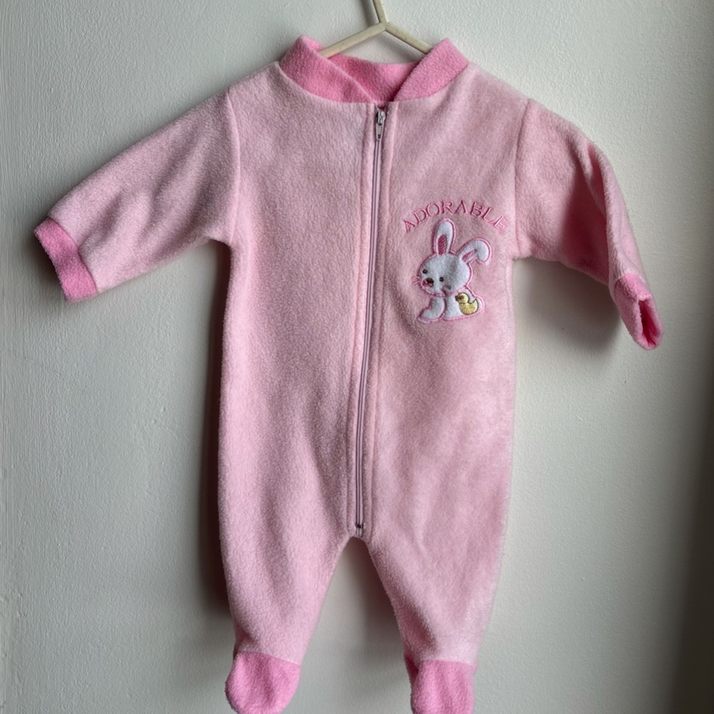pink vintage footie 3-6m